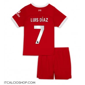 Liverpool Luis Diaz #7 Prima Maglia Bambino 2023-24 Manica Corta (+ Pantaloni corti)